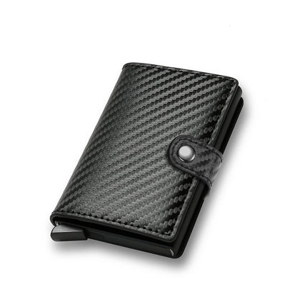 Carbon Fiber Men’s RFID Pop-Up Card Holder Wallet – Slim Metal Minimalist