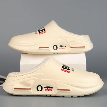 New Winter Men Warm Slippers Cotton Slippers Outdoor Indoor Cotton Shoes Waterproof Mens Comfortable Home Bedroom Plush Slippers