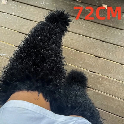 Women's Thigh High Mongolian Boots High Boots Winter New Fox Fur Snow Boots  Women's Boots Leg Warm Boots Non-Slip Soles