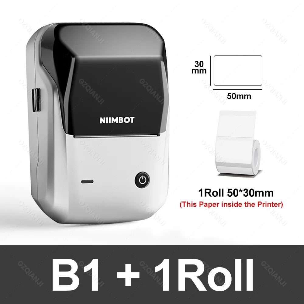 NIIMBOT B1 Portable Thermal Printer With Tapes 2 Inch Adhesive Label Machine Mini Bluetooth Sticker Maker Waterproof Labels Roll