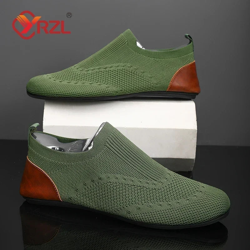 YRZL Loafers Men Soft Driving Moccasins High Quality Flats Male Walking Shoes Breathable Mesh Casual Loafers Slip on Mens Shoes