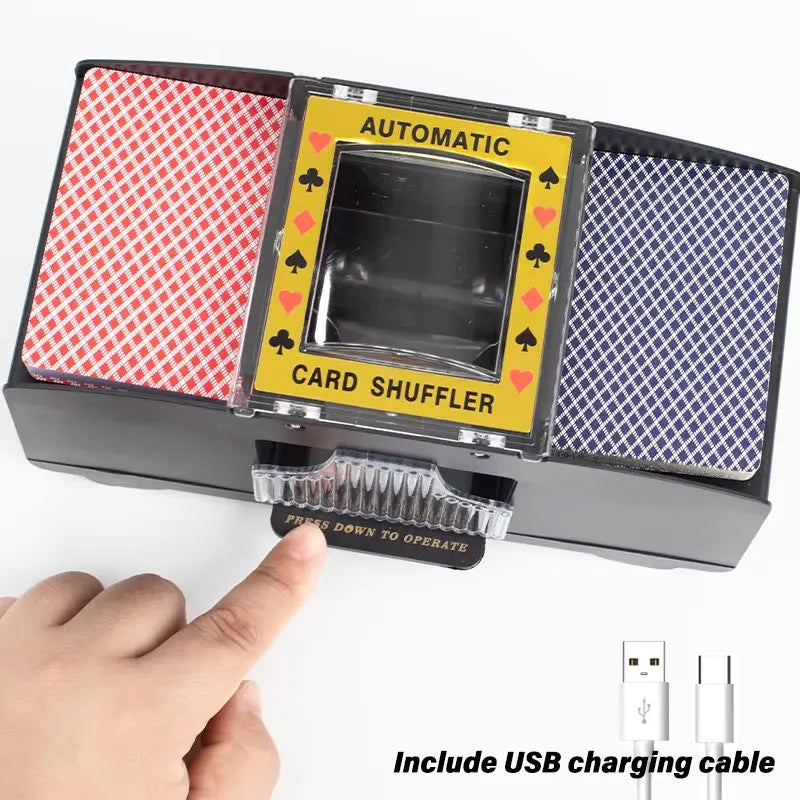 Automatic Card Shuffling Machine 1/2 Decks Electric Poker Card Shuffler USB Battery-Operated Shuffler for Card Games Home Party