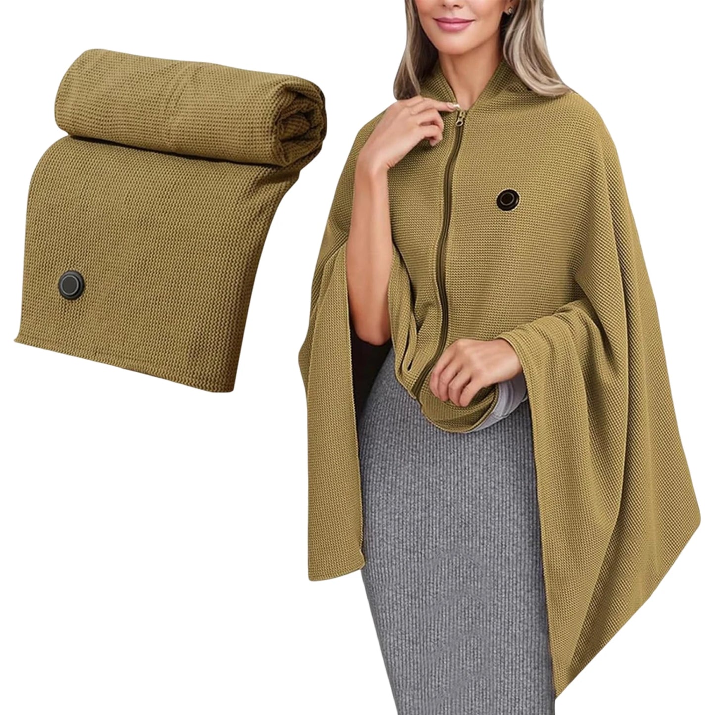 Electric USB Heated Blanket Hoodie | Portable Shawl Wrap with 3 Heat Levels