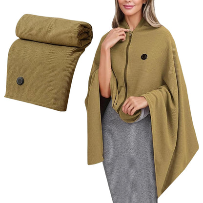 Electric USB Heated Blanket Hoodie | Portable Shawl Wrap with 3 Heat Levels