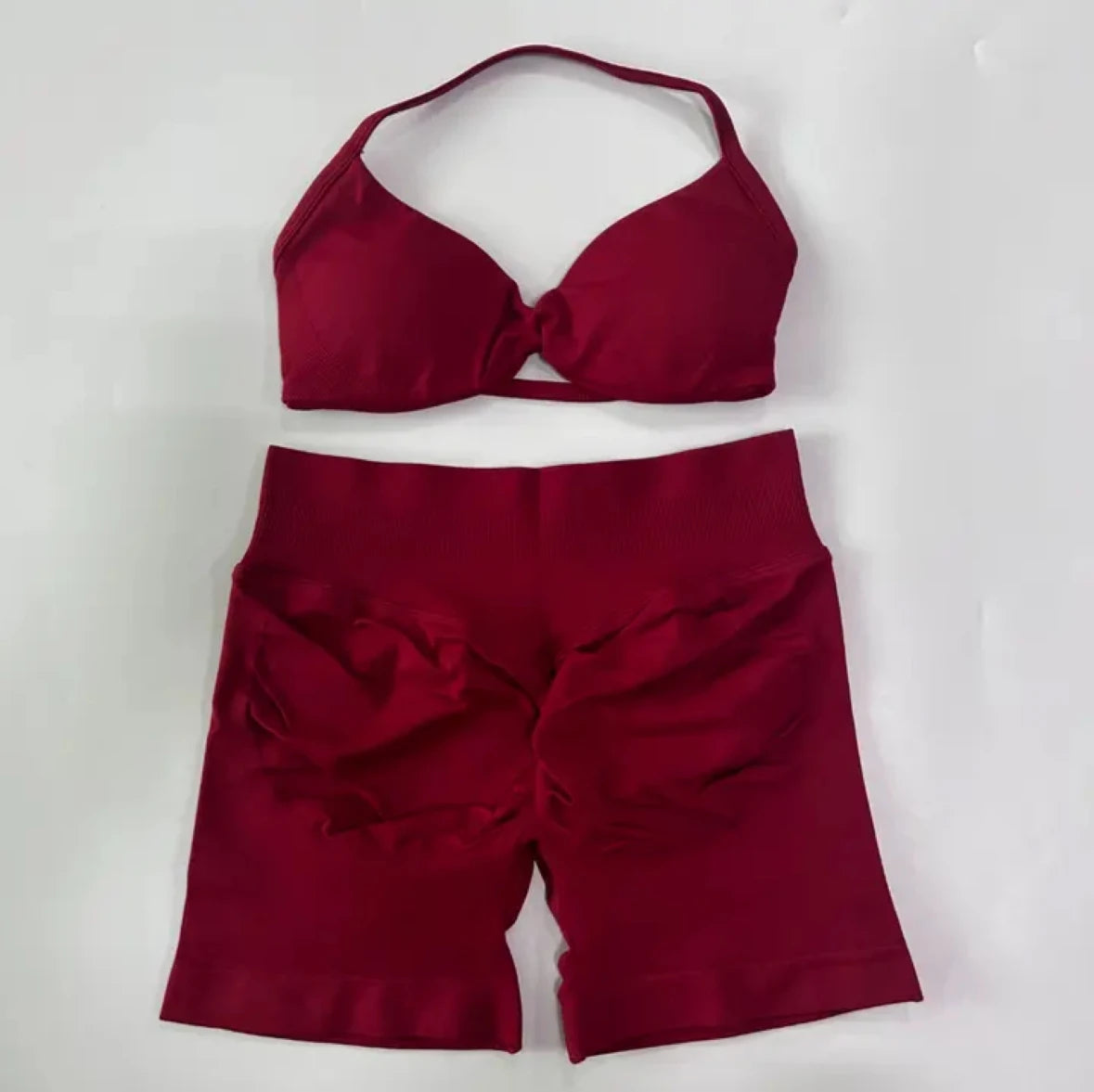 DFYIVE Yoga Gym Set 2 Piece Women Strappy Yoga Bra Top Workout Scrunch Shorts Sports Suit Fitness Clothes Seamless Yoga Set