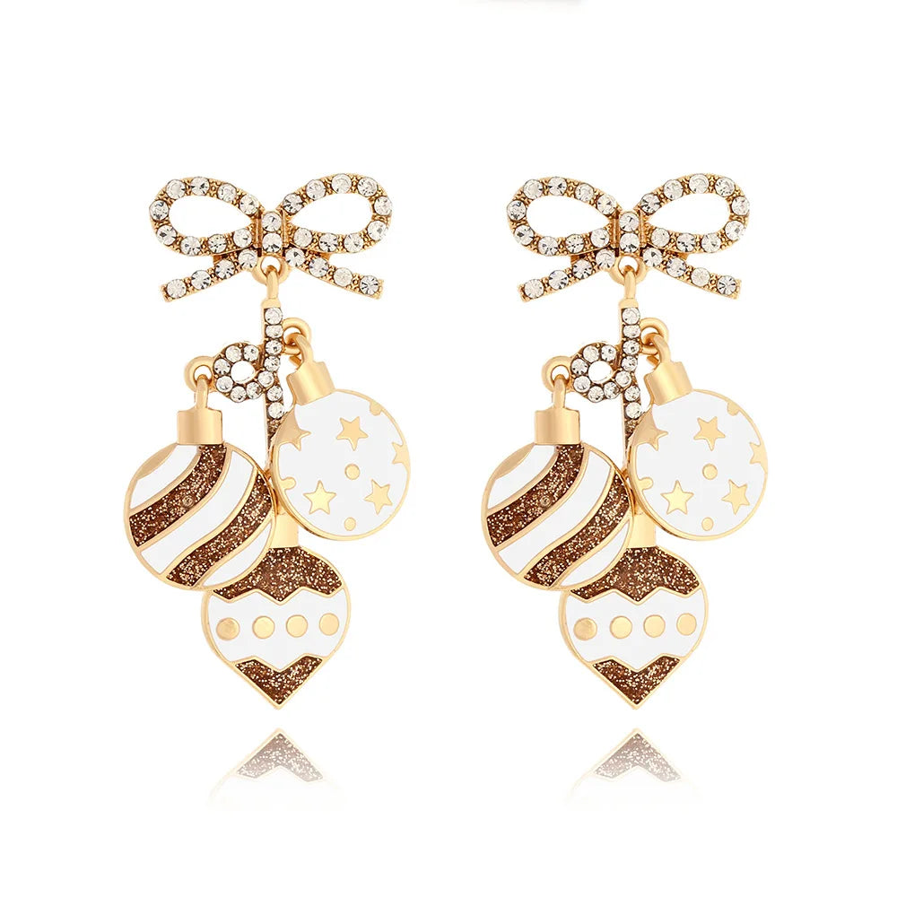 Christmas Jewelry Rhinestones Elk Earrings Christmas tree Drop Earrings for Woman Xmas Accessories Ear Studs Gifts