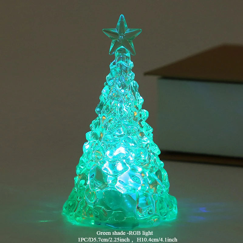 Crystal Christmas Tree Light Warm Colorful Battery Night Light Star Bedroom Christmas Table Decoration Candle Light Gift