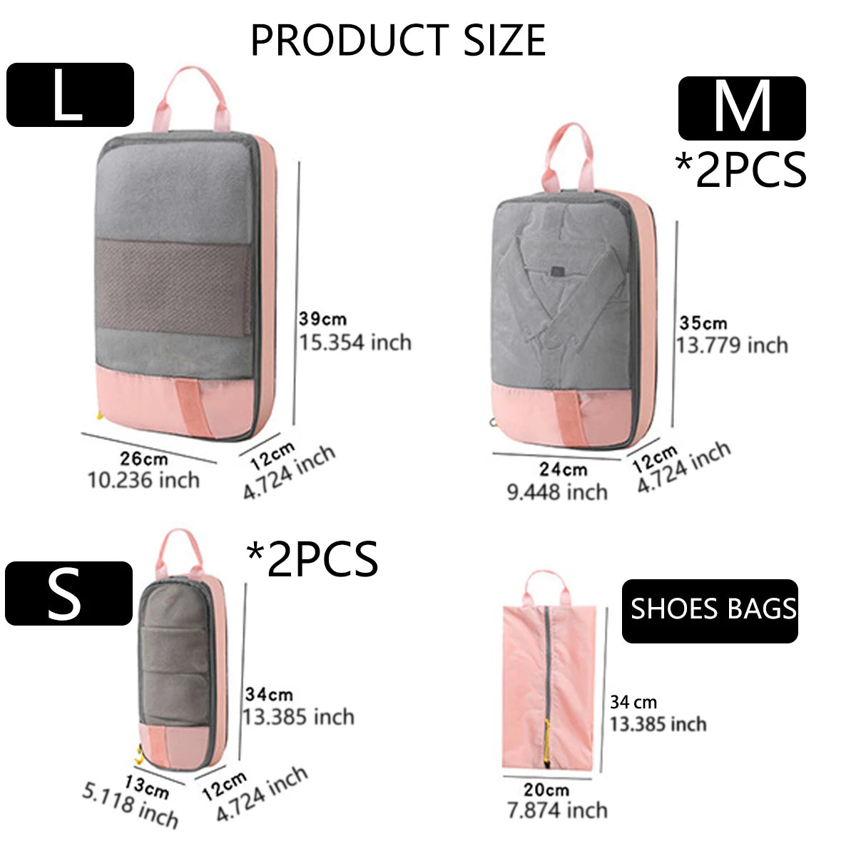 6 Piece Luggage Compression Packing Travel Organizer Bags for Travel Essentials Expandable Luggage Organizer Bags Pack Light As