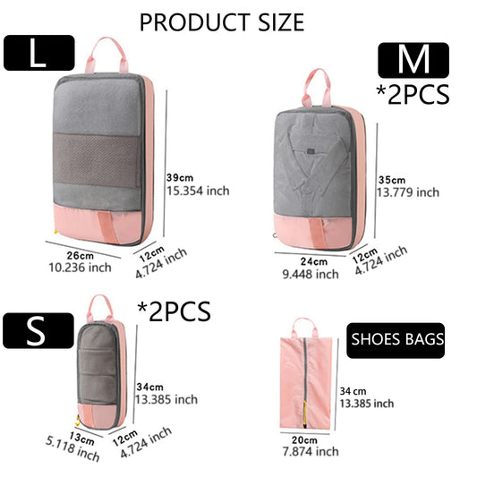 6 Piece Luggage Compression Packing Travel Organizer Bags for Travel Essentials Expandable Luggage Organizer Bags Pack Light As