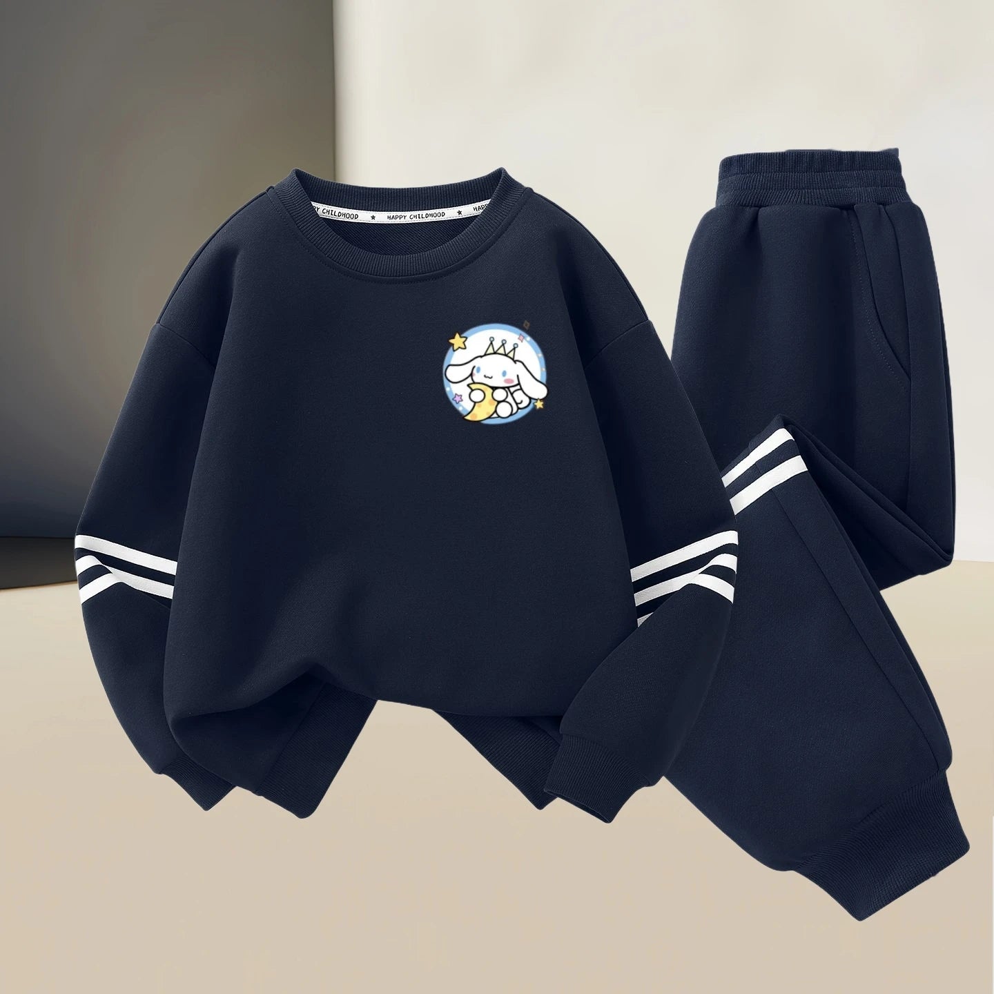 Sanrio Baby Girl Clothes Set Autumn Kid Hello Kitty Printed Sweatshirts Pullover Top & Pants 2pcs Suit Children Boys Tracksuits