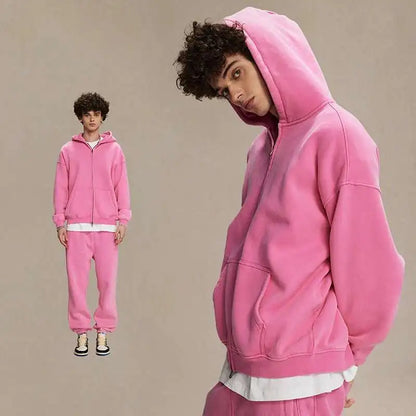 IEFB Men's Wear Wax Printing Vintage Male Hoodies Oversized Loose Zipper Water Washed Plush Sweatshirt Trendy New 9C9349