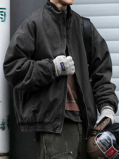 Japanese Vintage Polar Fleece Jacket Men Winter High Quality Thick Jacket Korean Streetwear Loose Couple Trendy Warm Coat Male