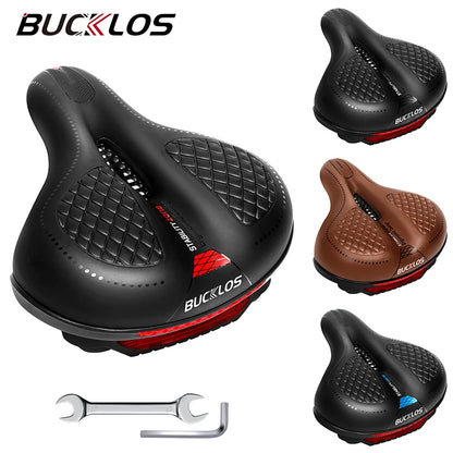 BUCKLOS Bike Saddle with Light Widen Big Pad Bicycle Seat Cushion Comfortable Ergonimic MTB Road Bike Chair Hollow Design Seat