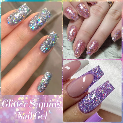 LILYCUTE 7ml Glitter Gel Nail Polish – Shimmering Sequins for Sparkling Manicures