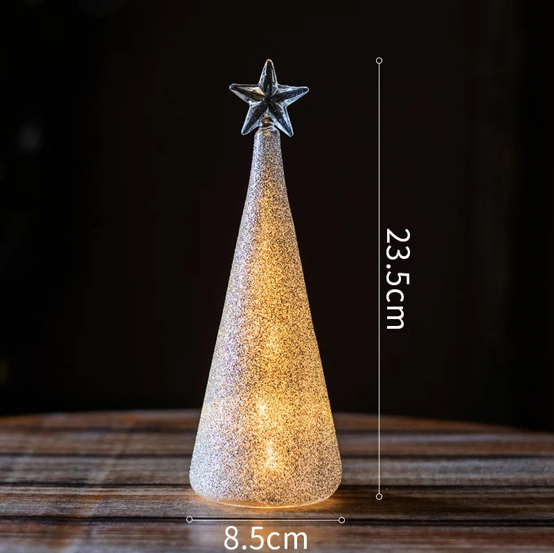 Christmas Tree Glass Night Light for Home Xmas Romantic Holiday Atmosphere Arbol De Navidad Ornaments LED Luminous Decoration