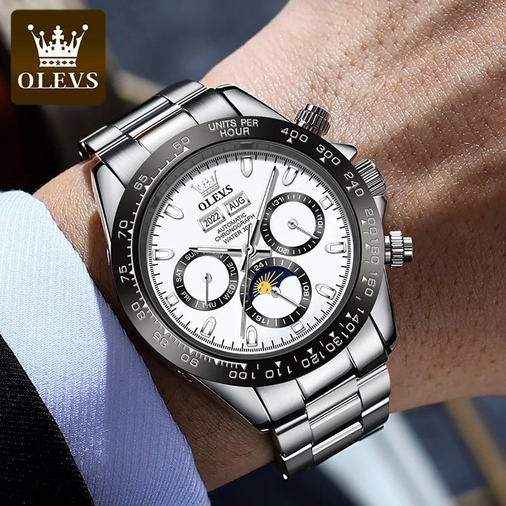 OLEVS 6654 Luxury Men’s Automatic Mechanical Watch Chronograph Waterproof