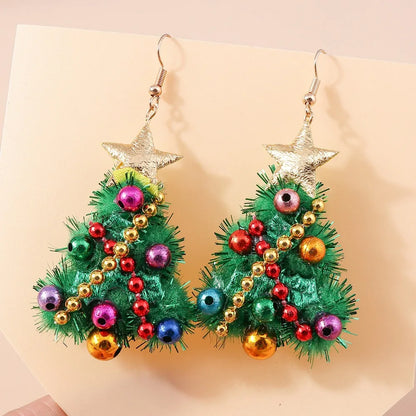 Merry Christmas Christmas Drop Earrings Xmas Tree Mix Styles New Year Earrings Decoration Alloy Wreath Circle Earrings Holiday