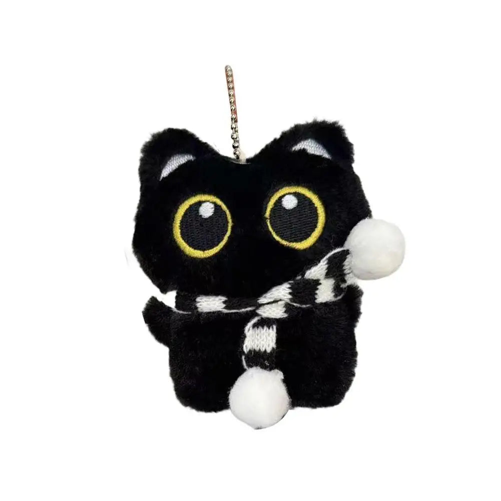 Cute Black Cat Plush Doll Pendant Toy Cartoon Soft Plush Toy Keychain Car Key Backpack Bag Decoration Kawaii Gift For Boys Girls