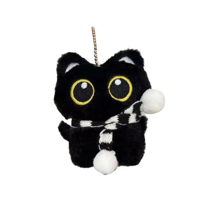 Cute Black Cat Plush Doll Pendant Toy Cartoon Soft Plush Toy Keychain Car Key Backpack Bag Decoration Kawaii Gift For Boys Girls