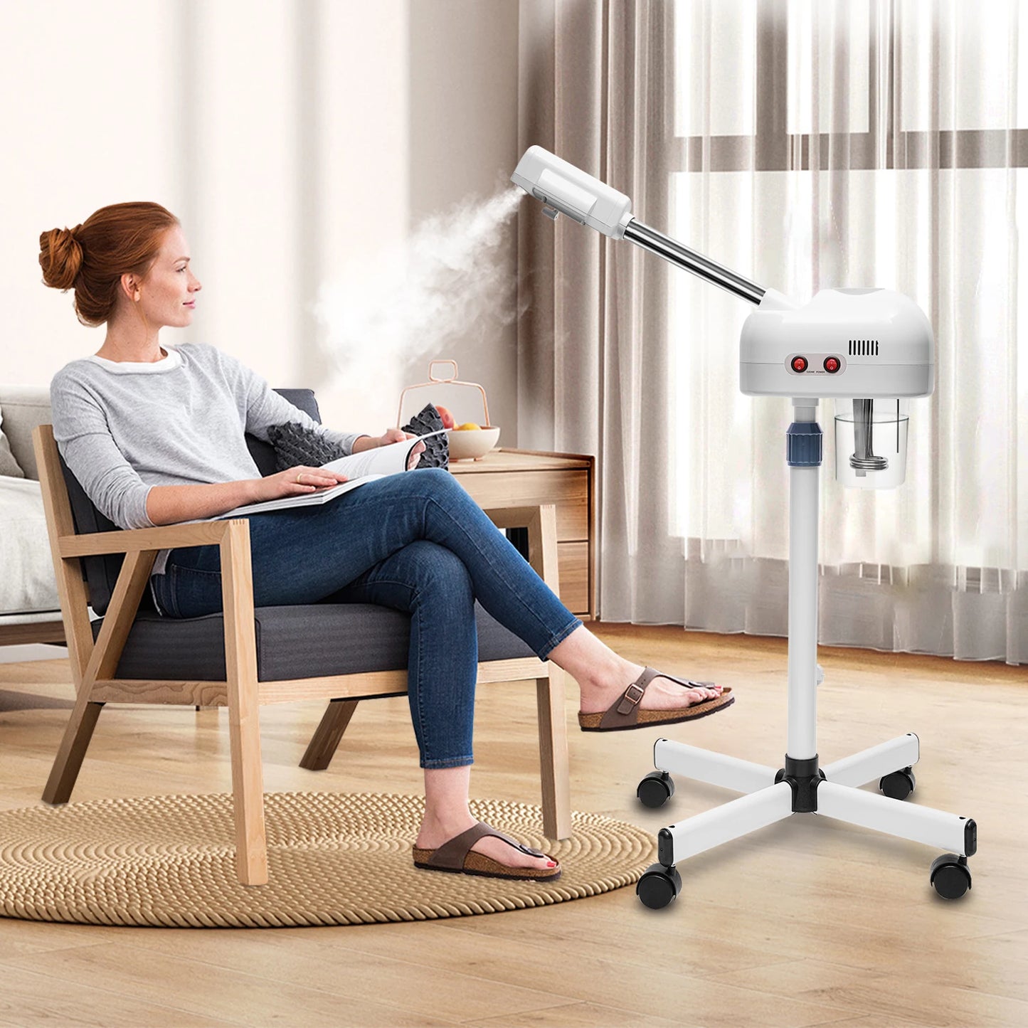 750ml Ozone Facial Steamer – Height Adjustable 360° Rotatable Beauty Spa Equipment