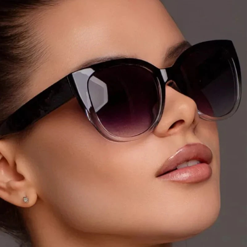 Cat Eye Sunglasses Women Designer Gradient UV400 Wide Leg Fashion Retro Shades