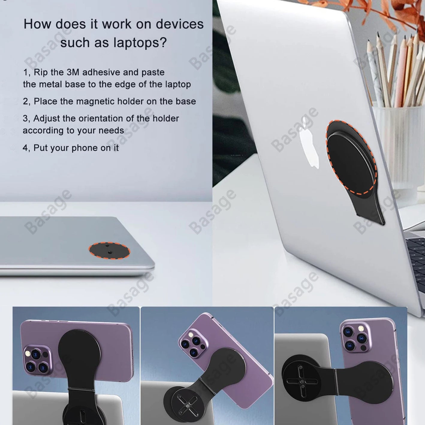 Magnetic Foldable Laptop & Phone Holder – Portable Dual-Screen Mount for Productivity