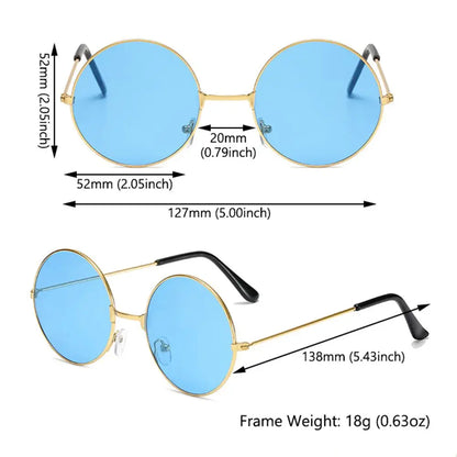 Retro Round Hippie Sunglasses Unisex Metal Circle UV Protection Trendy Party Shades