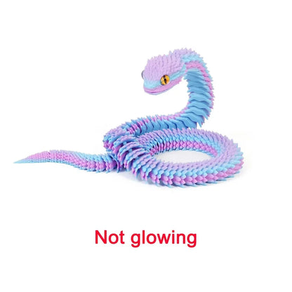 3D Printed Snake Luminous Movable Joint Simulation Snake Figurine Creative Home Office Desktop Decoration New Year Gifts Crafts