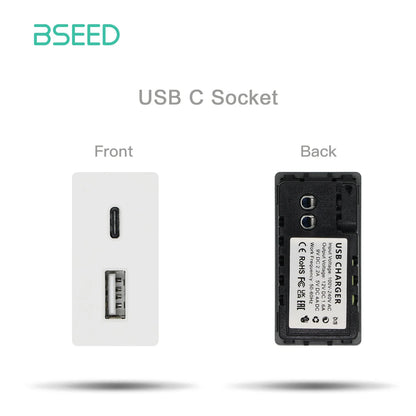 BSEED 65W PD Fast Charge Module Quick Charge Socket Part 1/2 USB Type-C 20W Wall Phone Charger Plug Support BSEED Frames