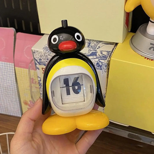 Penguin Perpetual Press Calendar Cute Retro Animal Doll Creative Desktop Ornament for Home Office Decor Christmas Birthday Gifts