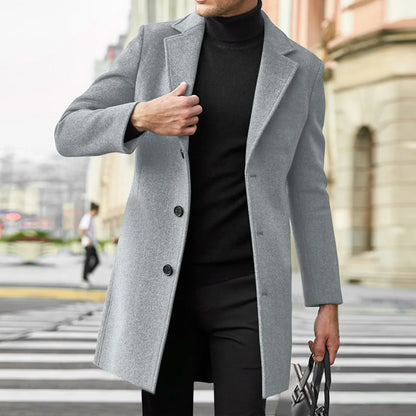 2025 Fashion Men Wool & Blends Mens Casual Business Trench Coat Mens Leisure Overcoat Male Punk Style Blends Dust Coats Jackets