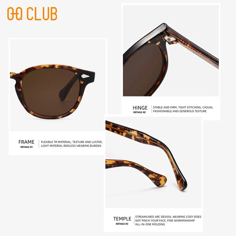 O-Q CLUB Retro Round Sunglasses Men Women Polarized UV400 Vintage Fashion Eyewear