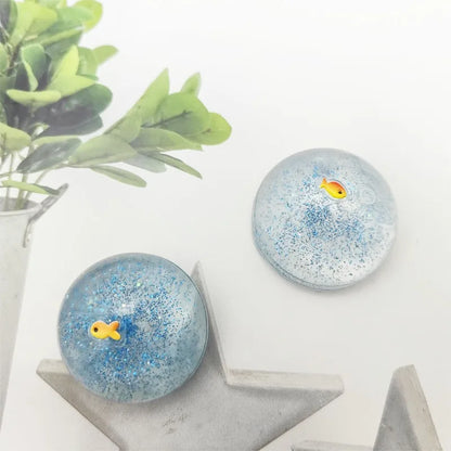 Ocean Planet Squishy Fidget Toy Soft Cute Little goldfish Pinch Decompression Toy Planet Sequin Anti-Anxiety toy for Kids Gifts