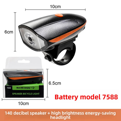 Bicycle Light Charging Night Riding Flashlight with Electric Horn Bicycle Accessories Cycling Equipment Headlights