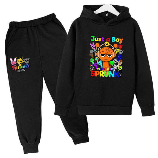 Sprunki Kids Clothes Hoodie+pants Age 2-12 Boy Girl Incredibox Anime Figures Sweatshirt Spring Autumn Pullover for Children Sets