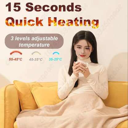 Electric USB Heated Blanket Hoodie | Portable Shawl Wrap with 3 Heat Levels