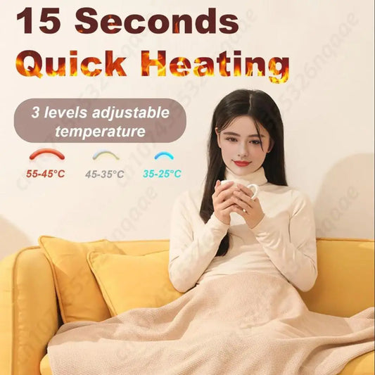 Electric USB Heated Blanket Hoodie | Portable Shawl Wrap with 3 Heat Levels