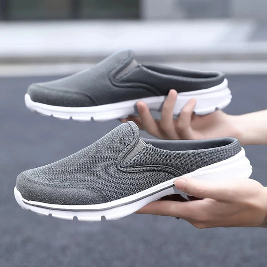 Big Size Men Casual Mules Super Light Mesh Slippers Closed Toe Half Slipper Breathable Male Flats Shoes Outdoor Slip-on Footwear