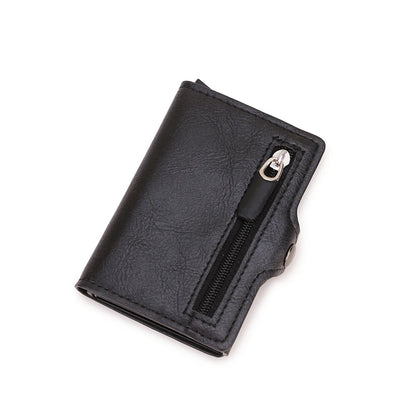 Men's Carbon Fiber RFID Wallet Leather Metal ID Credit Card Holder Business Case