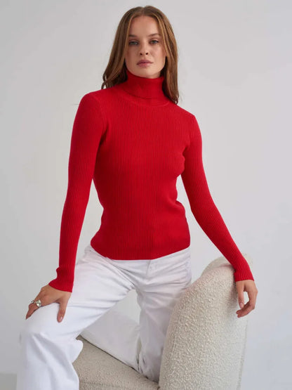 2025 Autumn Winter Turtleneck Sweaters Women Soft Warm Pullover Slim Versatile Tops Ribbed Knitted Simple Elegant Women Sweater
