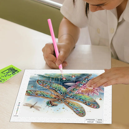 DIY dragonfly 5D Special Shape Diamond Art Kits for Beginners,Diamond Art Painting Kits for Home Wall Decoration Gift