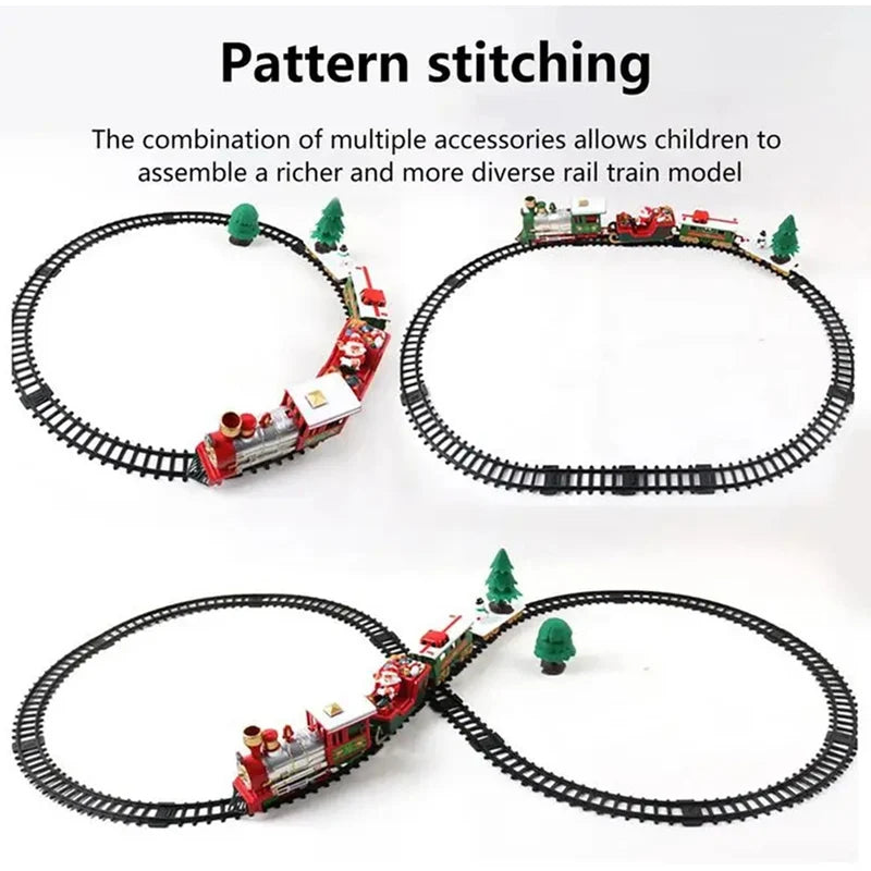 Christmas Train Christmas Tree Home Decoration2025 Ornaments Track Small Train Music Santa Claus Train Set Children Gift Xmas