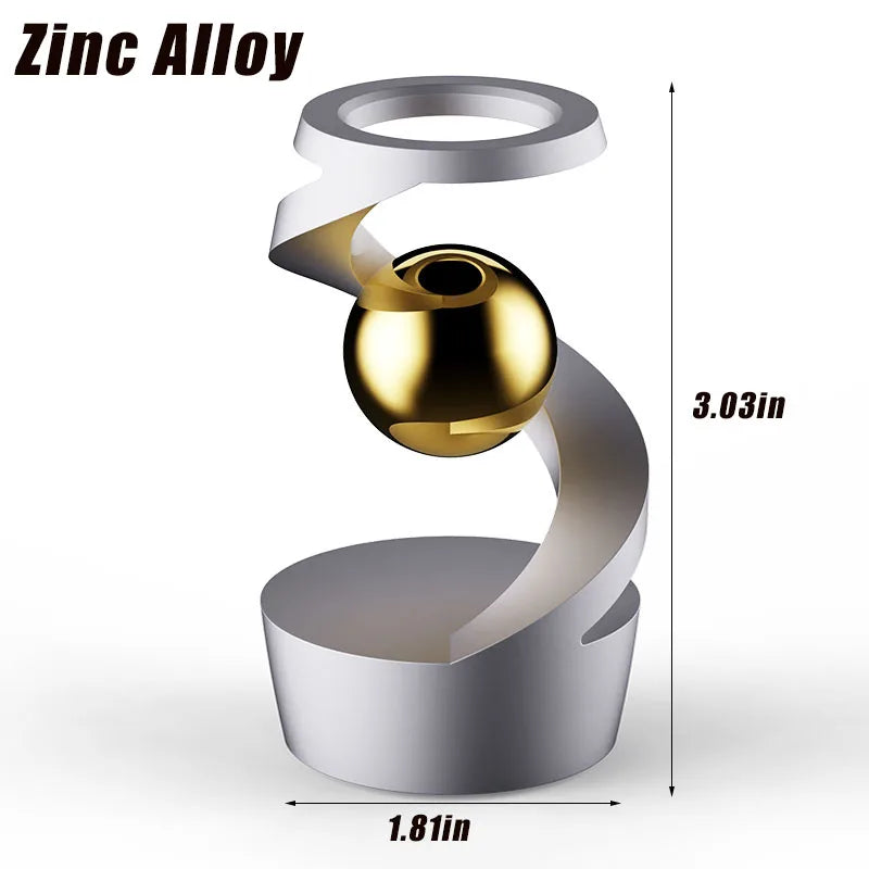 Desktop Rotating Gyroscope Finger Fidget Spinner Toy All Aluminum Alloy Spinning Gyro Silver Metallic Accents For Adults Gift