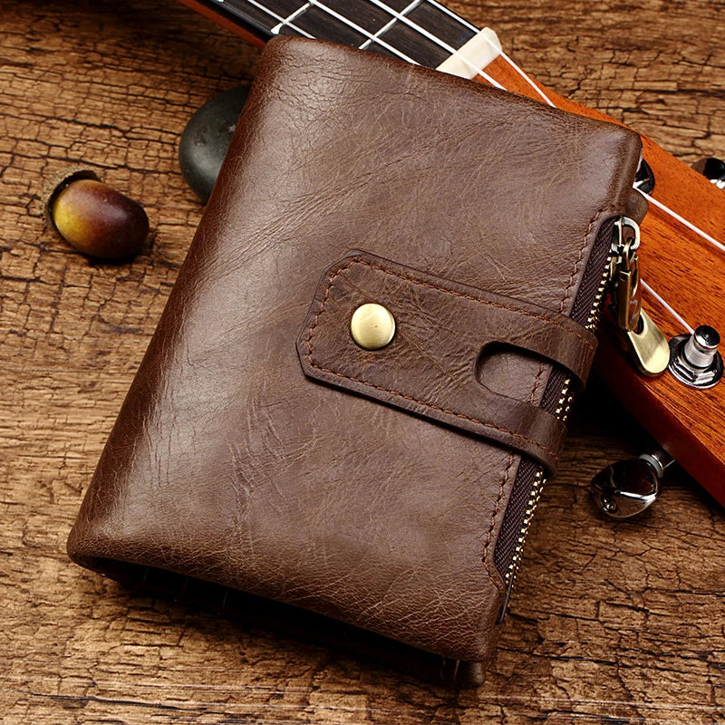 HUMERPAUL Retro RFID Leather Wallet – Men & Women Card Holder Coin Purse Bifold