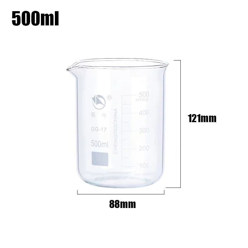 50ML/100ML/250ML/500ML High Borosilicate Glass Measuring Cup Clear Scale Cup Laboratory Beaker Kitchen Baking Measuring Cup
