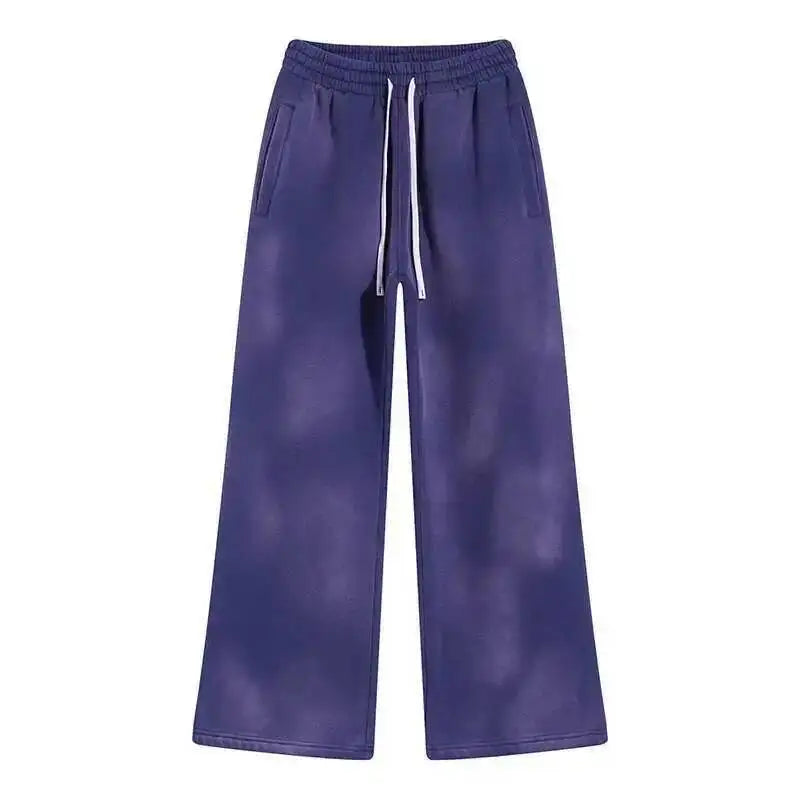 IEFB Washed Male Set Sweatshirt Sweatpants Splash-ink White Spray Dye Velvet Hoodies Autumn Spring New Trendy Male Wear 9W125