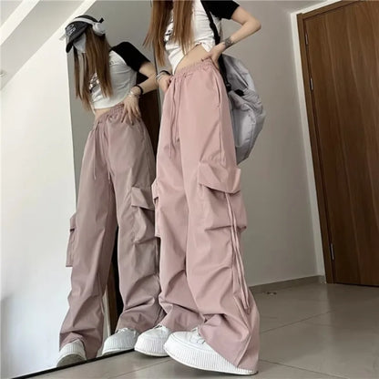Retro Cargo Pants Women Fashion Streetwear High Waist Thin Casual Sweatpants Harajuku Sports Pants Woman Clothes Trousers Mujer