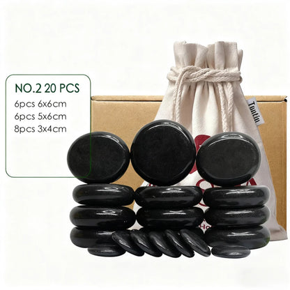 Tontin 20pcs Lava Basalt Massage Stones Set Round Spa Tool Stress Relief Therapy