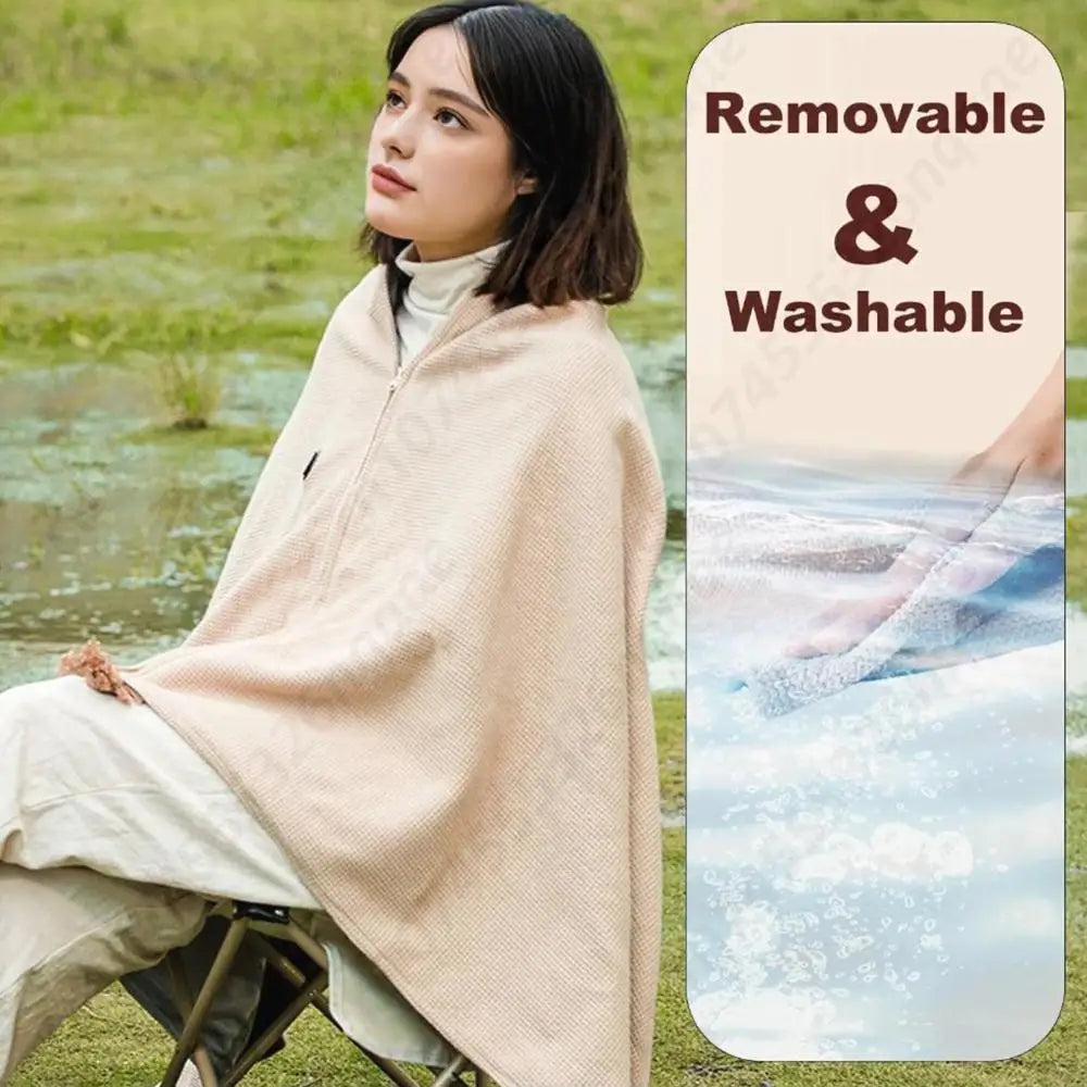 Electric USB Heated Blanket Hoodie | Portable Shawl Wrap with 3 Heat Levels