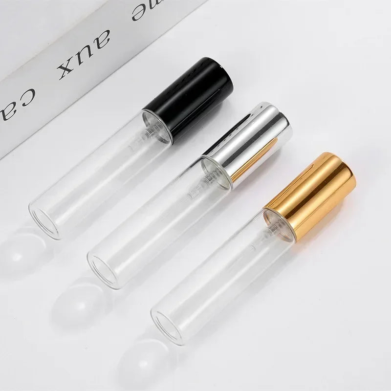 10-5PCS 5ML/10ML/15ML Refillable Portable Glass Perfume Bottle Empty Cosmetics Bottle Sample Test Tube Travel Cosmetic Tool Set
